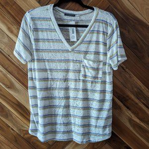 Staccato Tinsley Rainbow Striped V-Neck Short Sleeve Tee NWT